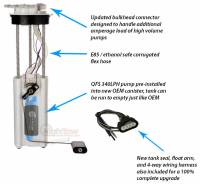 Quantum - Quantum 340LPH Intank Fuel Pump Assembly GMC Sierra C3 2001 (1-Connector Version), Replaces Airtex E3501M