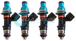 Injector Dynamics - ID1300, for 94-05 Mazdaspeed Miata / 1.8L Turbo, 11mm (blue adapter tops), -204 lower cushions (remove lower o-ring retainer) Set of 4. - Image 1