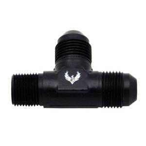 Phenix Industries - Flare to Pipe TEE on Run -12AN to 3/4" NPT Black - Image 1