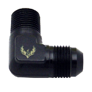 Phenix Industries - 90 Degree Flare to Pipe Elbow -4AN to 1/8" NPT Black - Image 1