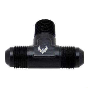 Phenix Industries - Flare to Pipe TEE on Branch -8AN to 3/8" NPT Black - Image 1