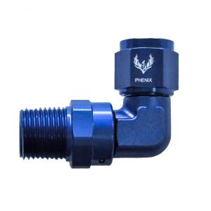 Phenix Industries - 90 Degree Swivel Coupler -16AN to 1" NPT Blue - Image 1