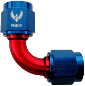 Phenix Industries - 90 Degree Swivel Coupler -20AN to NPT Red/Blue - Image 1