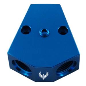 Phenix Industries - Female Y Blocks 1/8" NPT x 1/8" NPT x 1/8" NPT Blue - Image 1