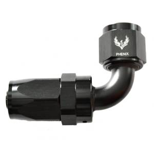 Phenix Industries - Compression Swivel Hose End -20AN x 90 Degree Black - Image 1