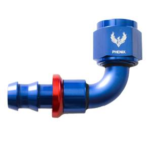 Phenix Industries - Push-Lok Hose End -10AN x 90 Degree Red/Blue - Image 1