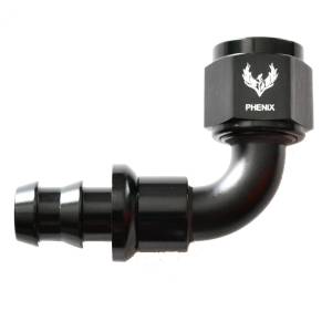 Phenix Industries - Push-Lok Hose End -10AN x 90 Degree Black - Image 1