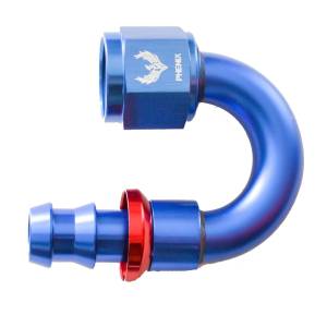 Phenix Industries - Push-Lok Hose End -4AN x 180 Degree Red/Blue - Image 1