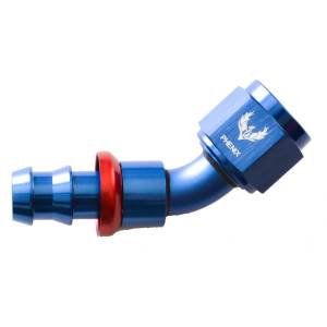 Phenix Industries - Push-Lok Hose End -6AN x 45 Degree Red/Blue - Image 1