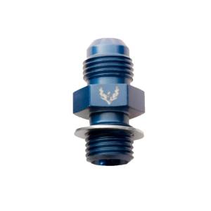 Phenix Industries - GM / Ford Transmission Fitting -6AN to 1/4 NPS Th350,Th400, 700R4 Alum Blue, Pack of 2 - Image 1