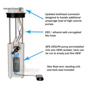 Quantum - Quantum 340LPH Direct Drop-In Performance Fuel Pump Assembly w/ Sending Unit for GMC K25/K2500 Pickup 5.7L, 7.4L 1998-2000, Replaces Airtex E3962M - Image 1