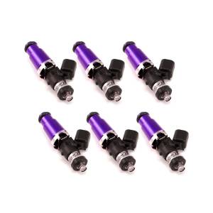 Injector Dynamics - ID1300-XDS, for R32, R33, R34 / RB26. 14mm (purple) adapter tops. Denso lower. Set of 6. - Image 1