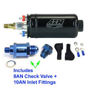 AEM Electronics - GENUINE AEM 400LPH Inline Fuel Pump +10AN Inlet Fitting/8AN Check Valve, 50-1009 - Image 1
