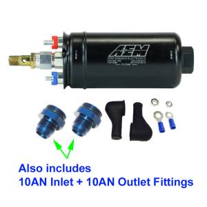 AEM Electronics - GENUINE AEM 400LPH External Fuel Pump +10AN Inlet / 10AN Outlet Fittings, 50-1009 - Image 1