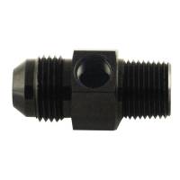 Flare to Pipe Adapter With Port -8AN to 3/8" NPT 1/8" Port Black