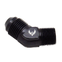45 Degree Flare to Pipe Elbow -4AN to 1/8" NPT Steel Black