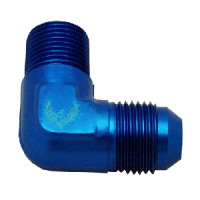90 Degree Flare to Pipe Elbow -8AN to 1/2" NPT Blue