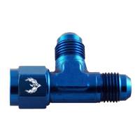 AN Flare TEE to Female Swivel on Run -4AN Blue