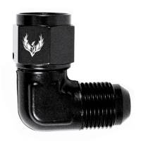 90 Degree Female to Male AN Swivel Elbow -4AN to -4AN Black