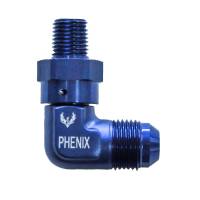 90 Degree Male Swivel AN to Male -16AN to 3/4" NPT Blue