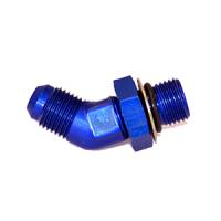 45 Degree O-Ring Boss (ORB) Fitting -8AN to -8AN Flare Blue