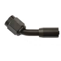 Crimp PTFE Hose End -3AN x 45 Degree Black