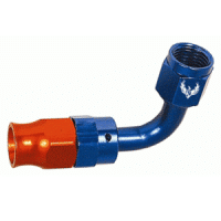 Reusable PTFE Hose End -3AN x 90 Degree Red/Blue