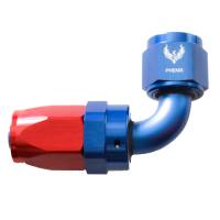 Compression Swivel Hose End -10AN x 90 Degree Red/Blue