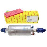 Genuine Bosch 61944 / 0580254044 Inline Fuel Pump - Includes AN Fitting 10AN IN/8AN OUT And Check Valve